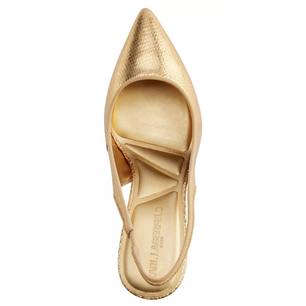 Karl Lagerfeld Gold Slingback Heels - Picture 2 of 10